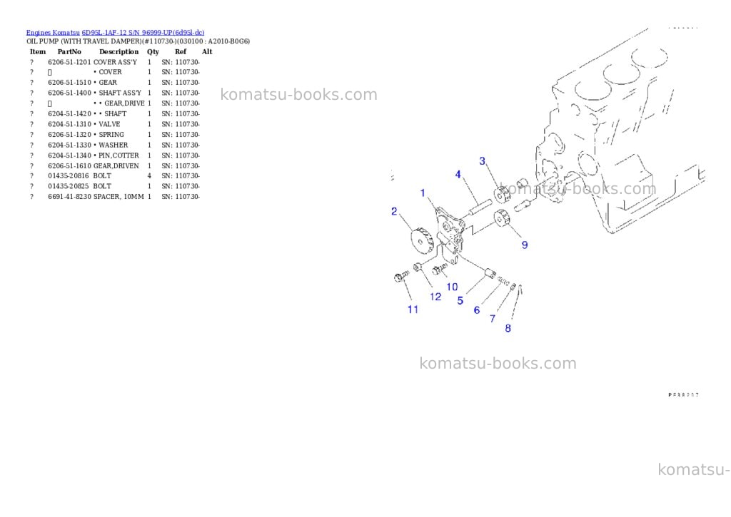 Komatsu 6d95l-1af-12 s/n 96999-up Parts catalog cover Page 9