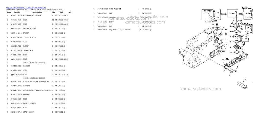 Komatsu 6d95l-1aa s/n 29222-up Parts catalog cover Page 3 Komatsu 6d95l-1aa s/n 29222-up Parts catalog cover Page 3