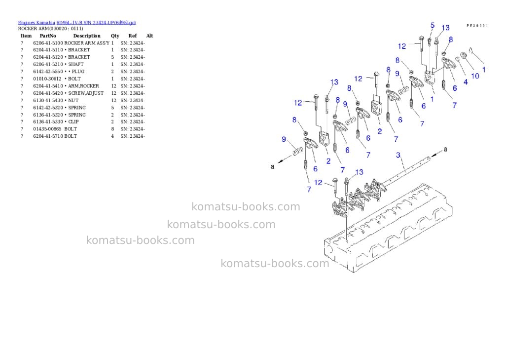 Komatsu 6D95L-1V-B S/N 23424-UP Parts catalog cover Komatsu 6D95L-1V-B S/N 23424-UP Parts catalog cover