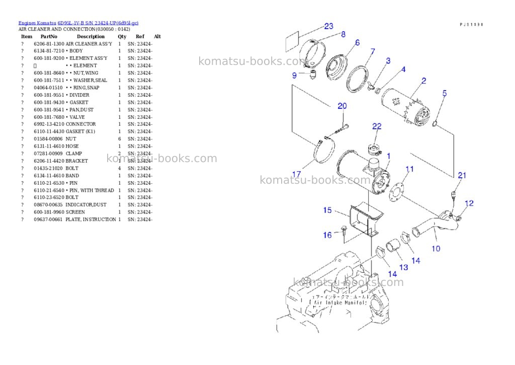Komatsu 6D95L-1V-B S/N 23424-UP Parts catalog cover Page 4 Komatsu 6D95L-1V-B S/N 23424-UP Parts catalog cover Page 4
