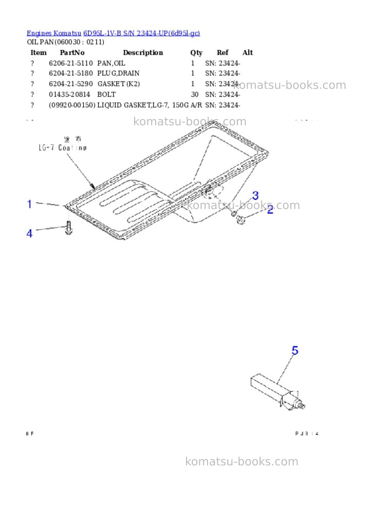 Komatsu 6D95L-1V-B S/N 23424-UP Parts catalog cover Page 8 Komatsu 6D95L-1V-B S/N 23424-UP Parts catalog cover Page 8