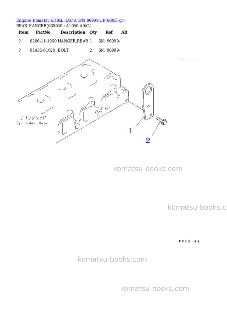 Komatsu 6D95L-1AC-A S/N 96999-UP Parts catalog cover Page 3