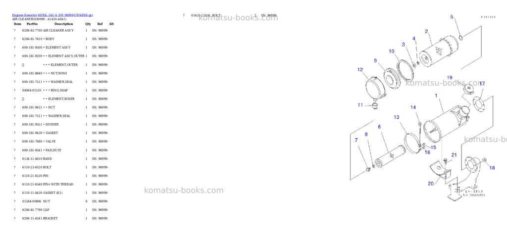 Komatsu 6D95L-1AC-A S/N 96999-UP Parts catalog cover Page 8