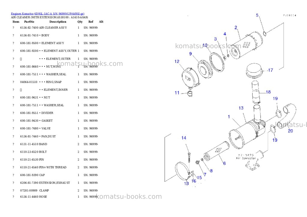Komatsu 6D95L-1AC-A S/N 96999-UP Parts catalog cover Page 9