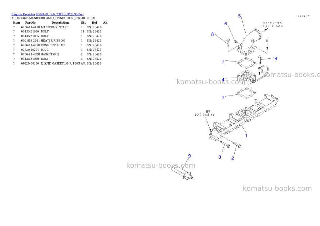Komatsu 6D95L-1U S/N 23421-UP Parts catalog cover Page 3