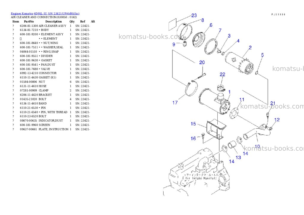 Komatsu 6D95L-1U S/N 23421-UP Parts catalog cover Page 4