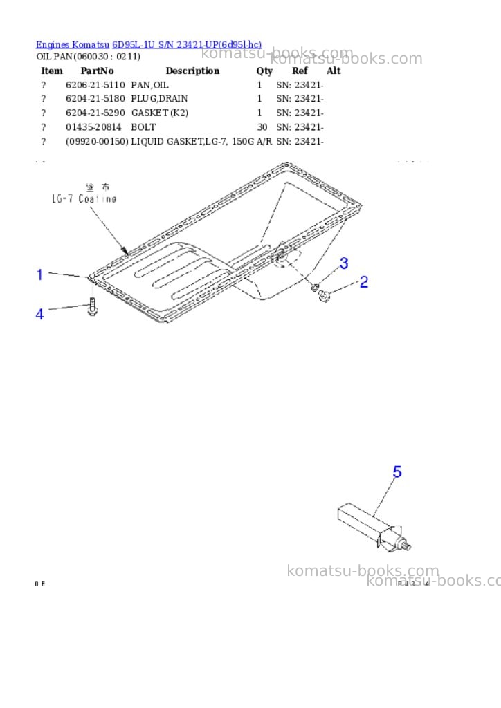 Komatsu 6D95L-1U S/N 23421-UP Parts catalog cover Page 8