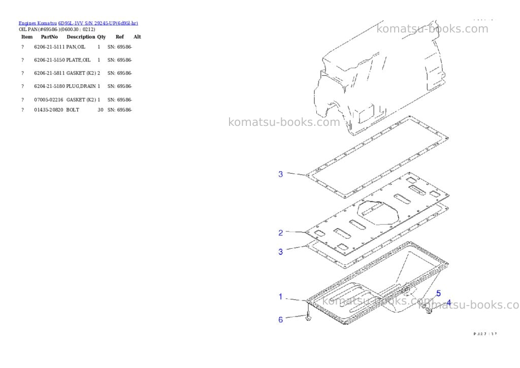 Komatsu 6D95L-1VV S/N 29245-UP Parts catalog cover Page 8 Komatsu 6D95L-1VV S/N 29245-UP Parts catalog cover Page 8