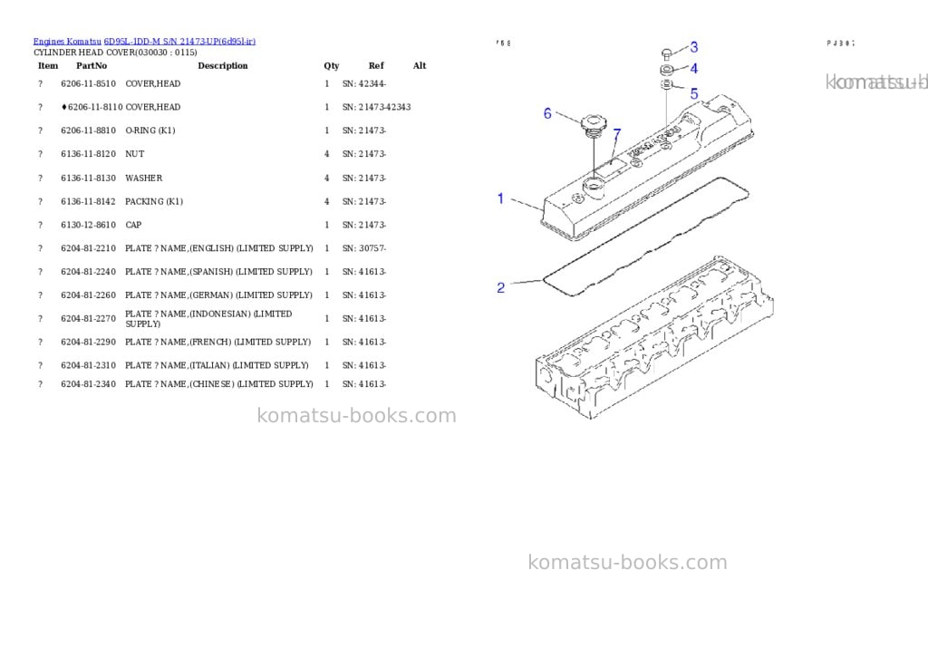 Komatsu 6d95l-1dd-m s/n 21473-up Parts catalog cover Page 2 Komatsu 6d95l-1dd-m s/n 21473-up Parts catalog cover Page 2