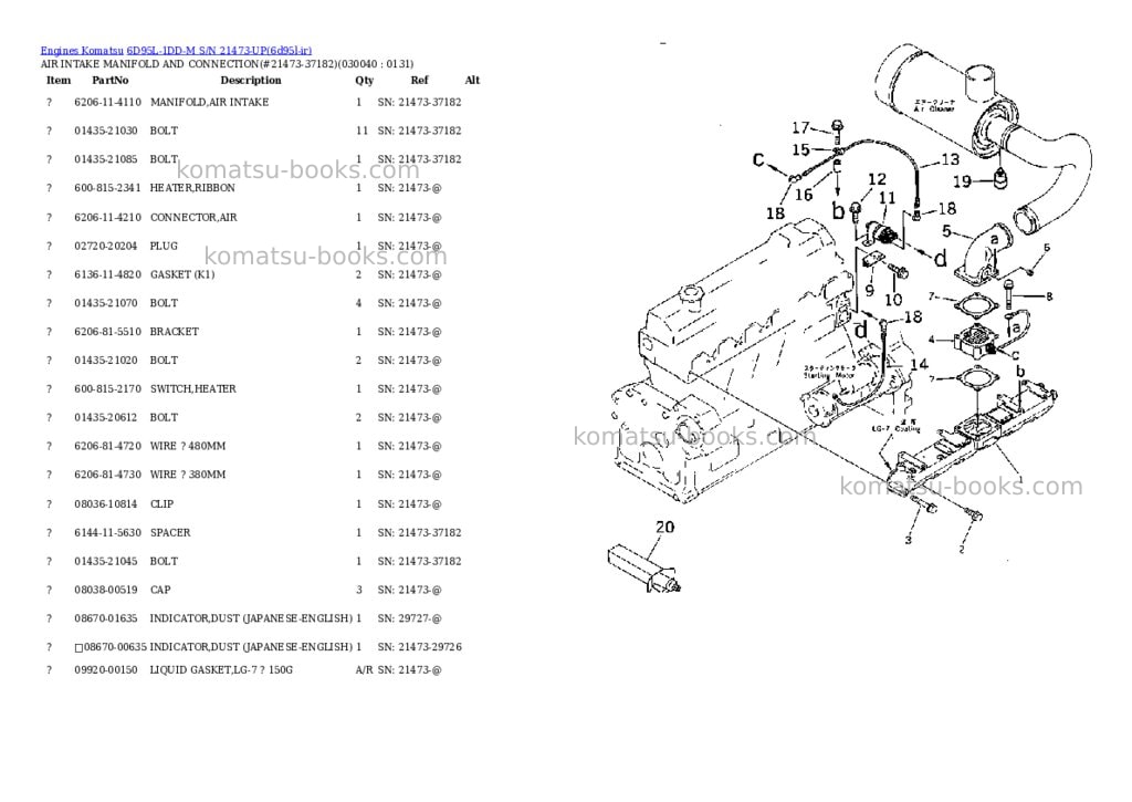 Komatsu 6d95l-1dd-m s/n 21473-up Parts catalog cover Page 3 Komatsu 6d95l-1dd-m s/n 21473-up Parts catalog cover Page 3