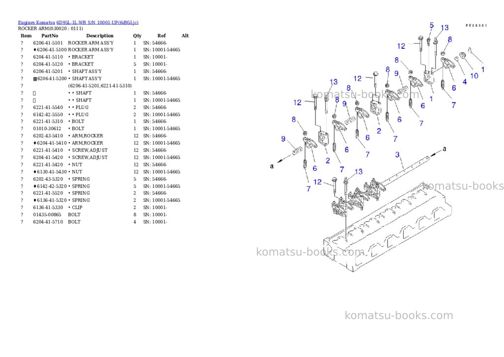 Komatsu 6d95l-1l-wr s/n 10001-up Parts catalog cover