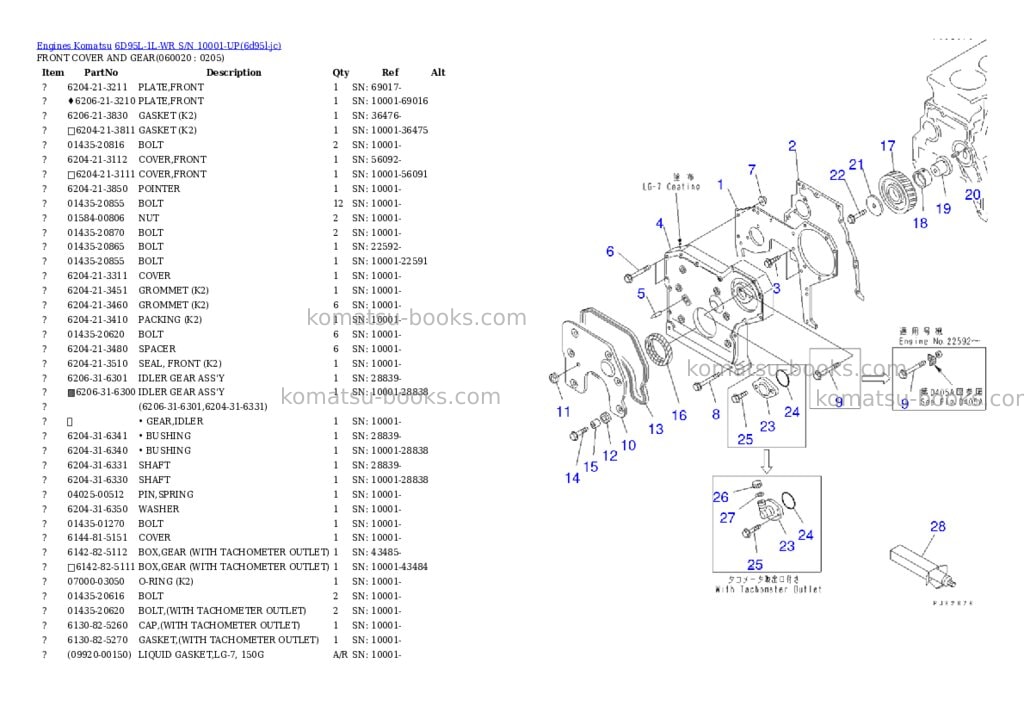 Komatsu 6d95l-1l-wr s/n 10001-up Parts catalog cover Page 7