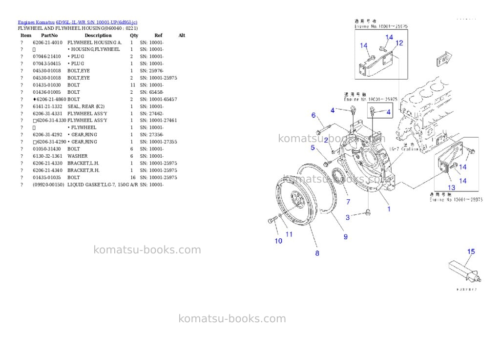 Komatsu 6d95l-1l-wr s/n 10001-up Parts catalog cover Page 9