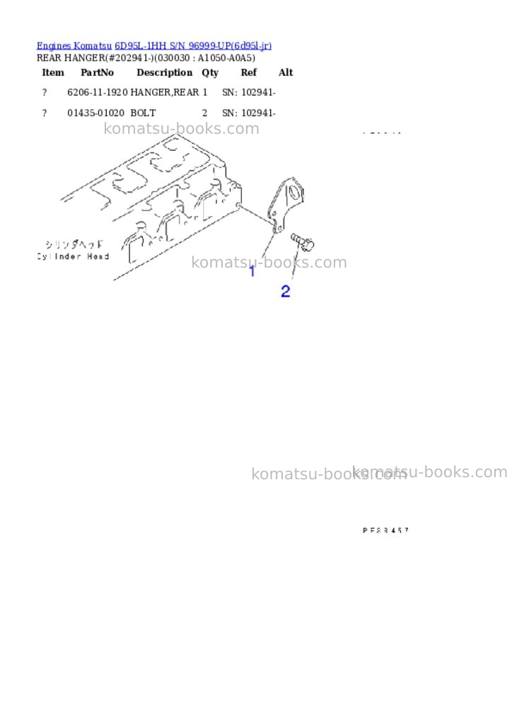 Komatsu 6d95l-1hh s/n 96999-up Parts catalog cover Page 2