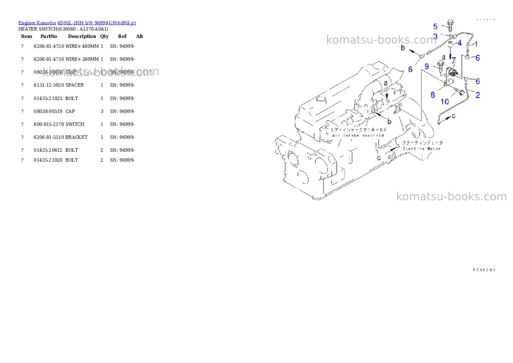 Komatsu 6d95l-1hh s/n 96999-up Parts catalog cover Page 5