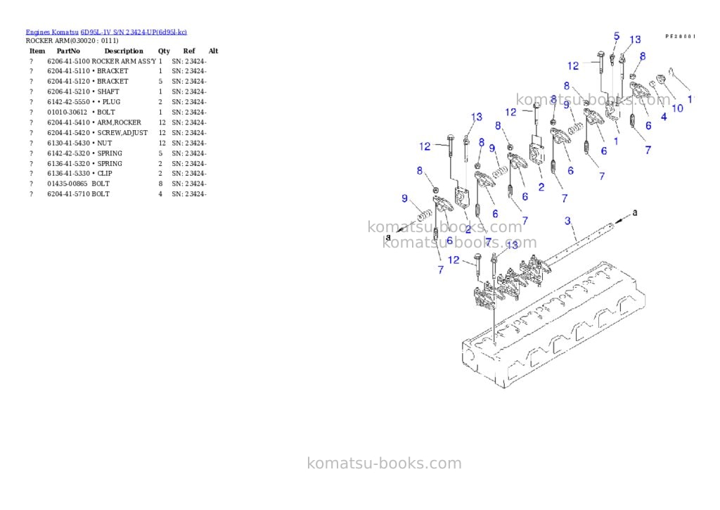 Komatsu 6d95l-1v s/n 23424-up Parts catalog cover Komatsu 6d95l-1v s/n 23424-up Parts catalog cover
