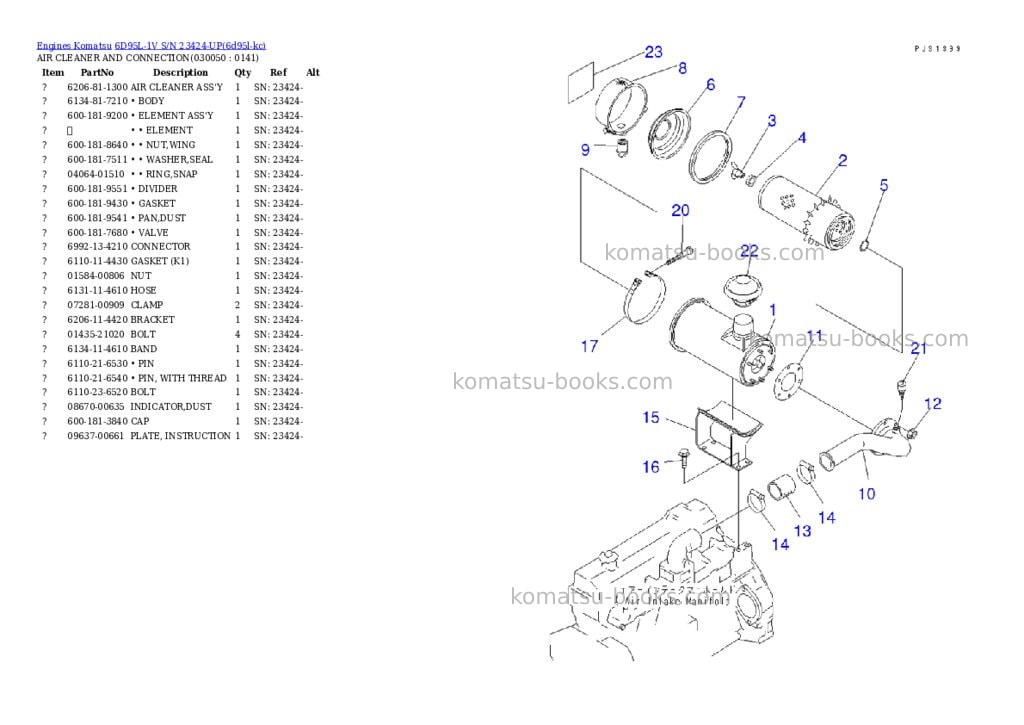 Komatsu 6d95l-1v s/n 23424-up Parts catalog cover Page 4 Komatsu 6d95l-1v s/n 23424-up Parts catalog cover Page 4