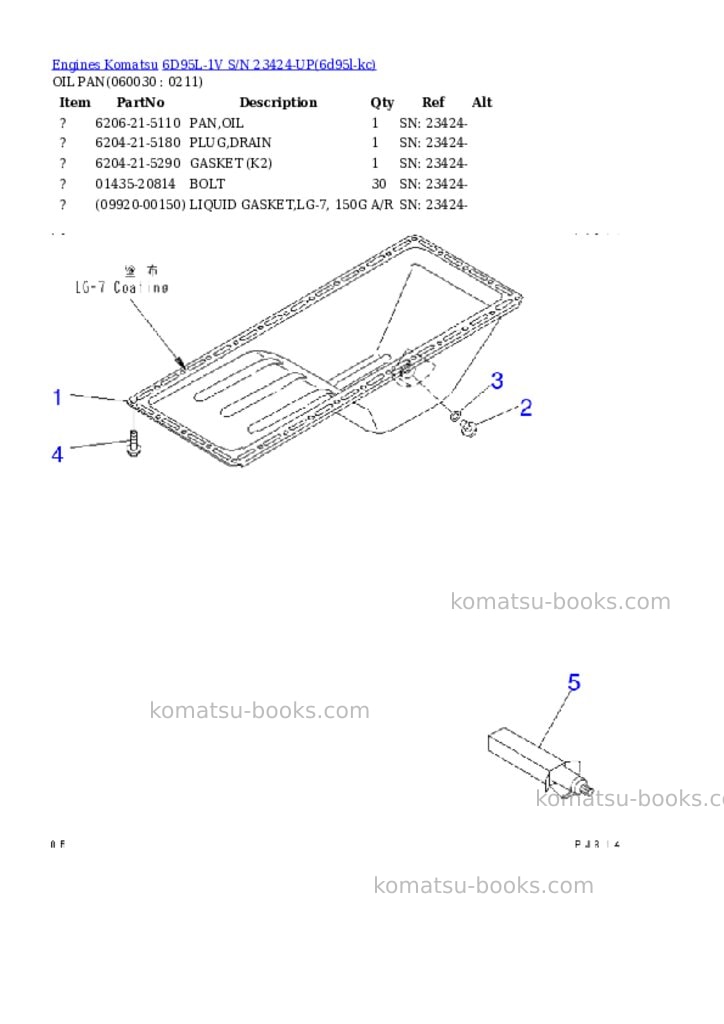 Komatsu 6d95l-1v s/n 23424-up Parts catalog cover Page 8 Komatsu 6d95l-1v s/n 23424-up Parts catalog cover Page 8