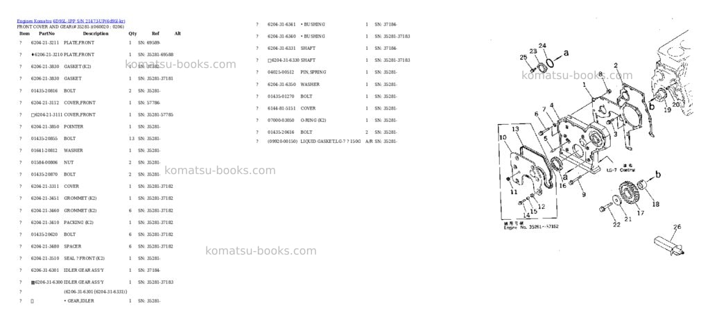 Komatsu 6d95l-1pp s/n 21473-up Parts catalog cover Page 8 Komatsu 6d95l-1pp s/n 21473-up Parts catalog cover Page 8