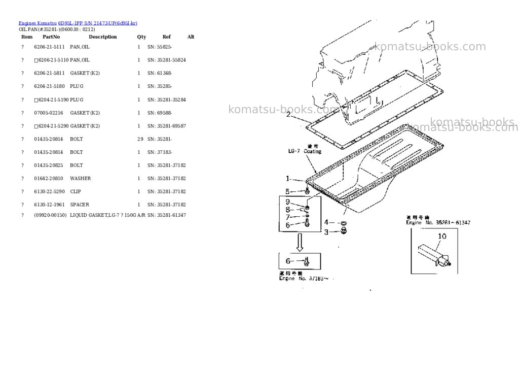 Komatsu 6d95l-1pp s/n 21473-up Parts catalog cover Page 9 Komatsu 6d95l-1pp s/n 21473-up Parts catalog cover Page 9