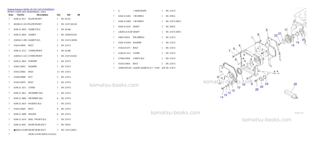 Komatsu 6d95l-1w s/n 21473-up Parts catalog cover Page 8 Komatsu 6d95l-1w s/n 21473-up Parts catalog cover Page 8
