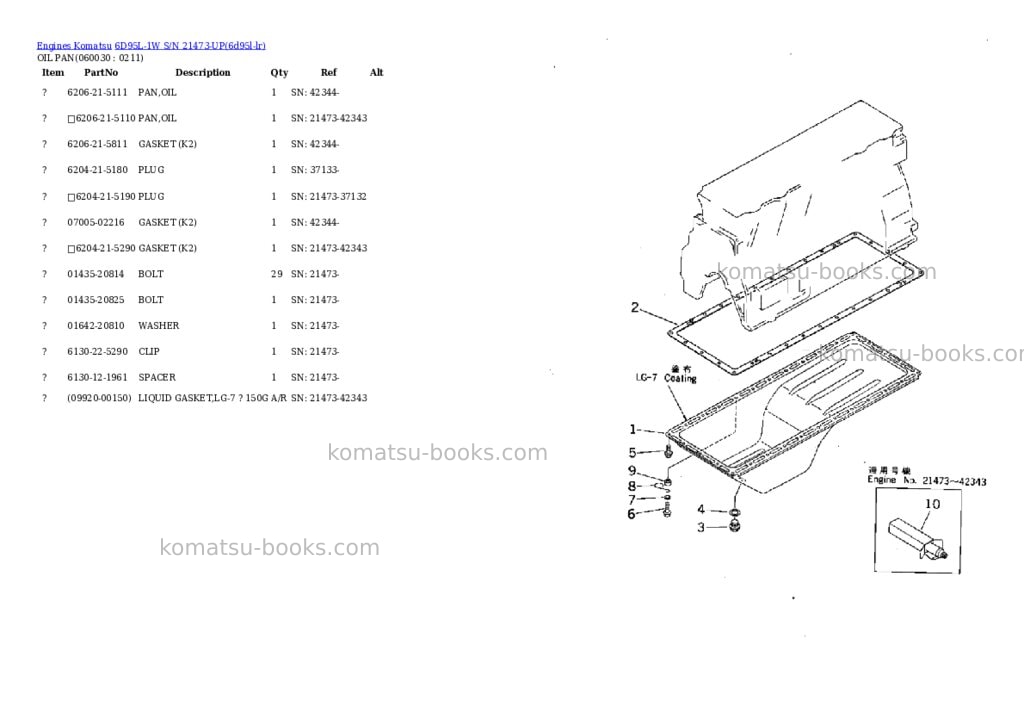 Komatsu 6d95l-1w s/n 21473-up Parts catalog cover Page 9 Komatsu 6d95l-1w s/n 21473-up Parts catalog cover Page 9
