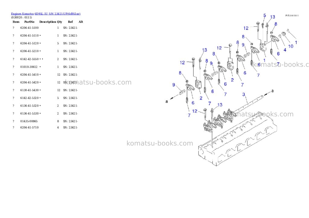 Komatsu 6D95L-1U S/N 23421-UP Parts catalog cover