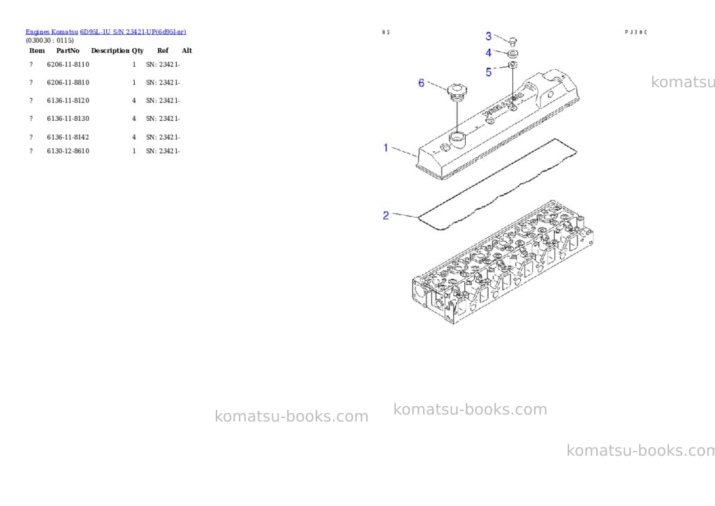 Komatsu 6D95L-1U S/N 23421-UP Parts catalog cover Page 2