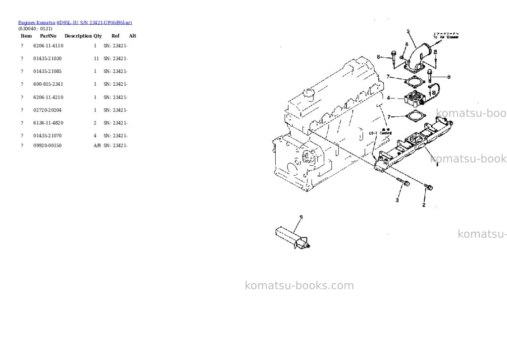 Komatsu 6D95L-1U S/N 23421-UP Parts catalog cover Page 3