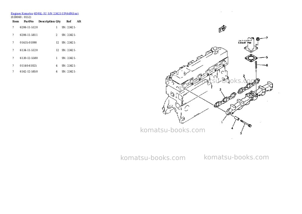Komatsu 6D95L-1U S/N 23421-UP Parts catalog cover Page 5