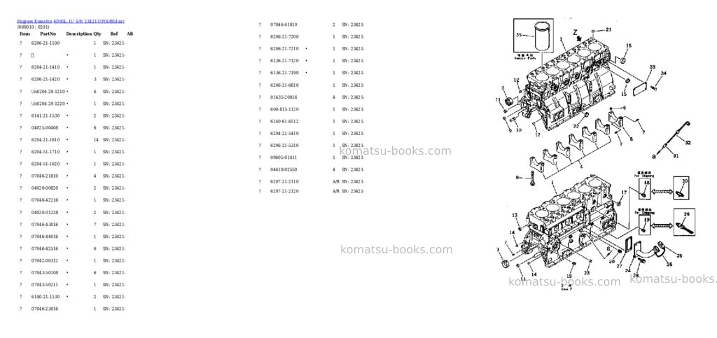 Komatsu 6D95L-1U S/N 23421-UP Parts catalog cover Page 6