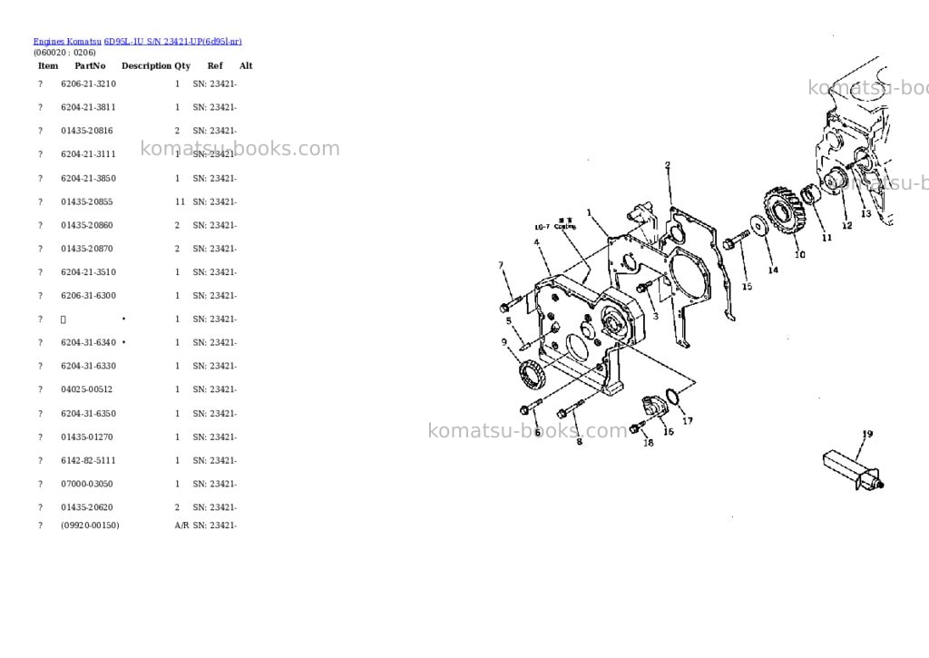 Komatsu 6D95L-1U S/N 23421-UP Parts catalog cover Page 7