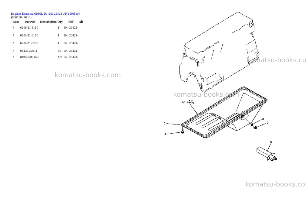 Komatsu 6D95L-1U S/N 23421-UP Parts catalog cover Page 8