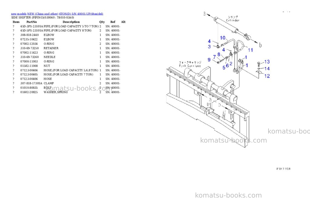 Komatsu 6tond s/n 40001-up Parts catalog cover Page 3