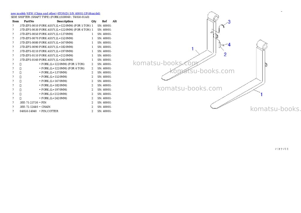 Komatsu 6tond s/n 40001-up Parts catalog cover Page 5