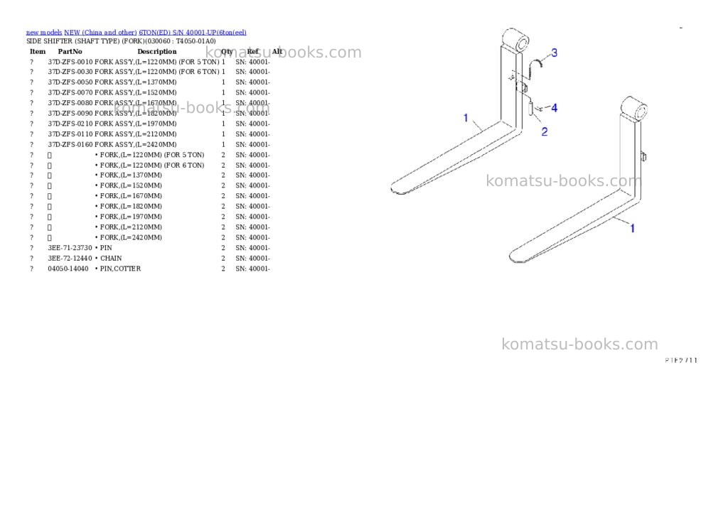 Komatsu 6toned s/n 40001-up Parts catalog cover Page 5
