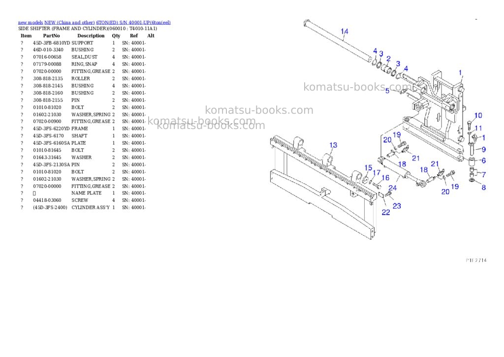Komatsu 6toned s/n 40001-up Parts catalog cover Page 7