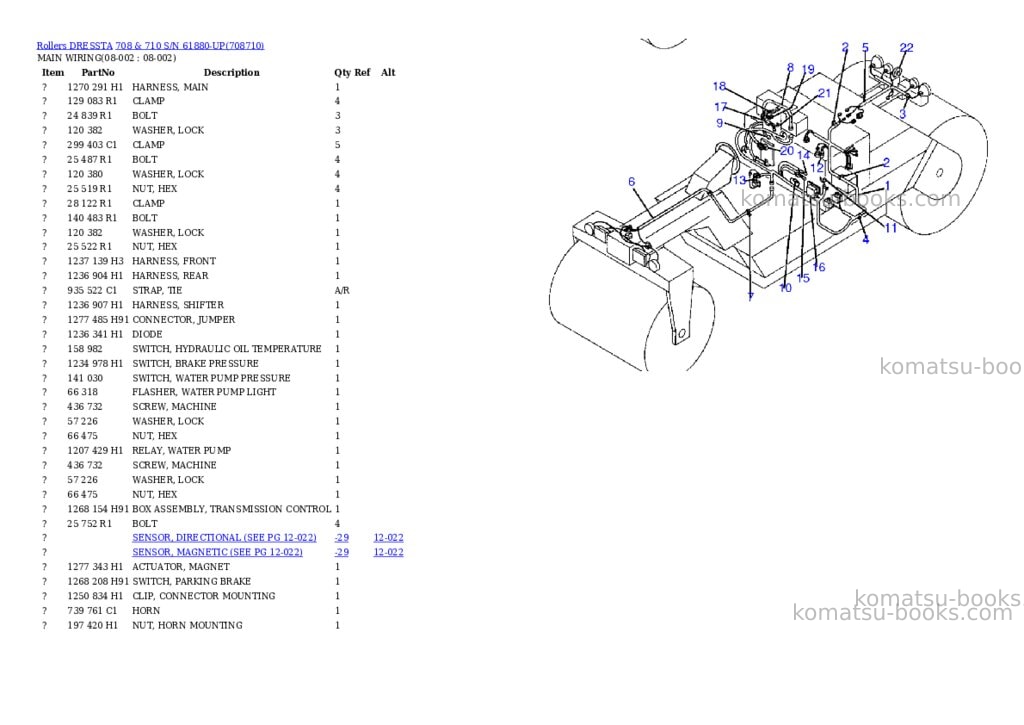Komatsu 708 & 710 s/n 61880-up Parts catalog cover Page 10 Komatsu 708 & 710 s/n 61880-up Parts catalog cover Page 10