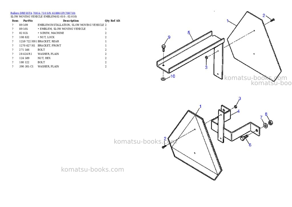 Komatsu 708 & 710 s/n 61880-up Parts catalog cover Page 4 Komatsu 708 & 710 s/n 61880-up Parts catalog cover Page 4