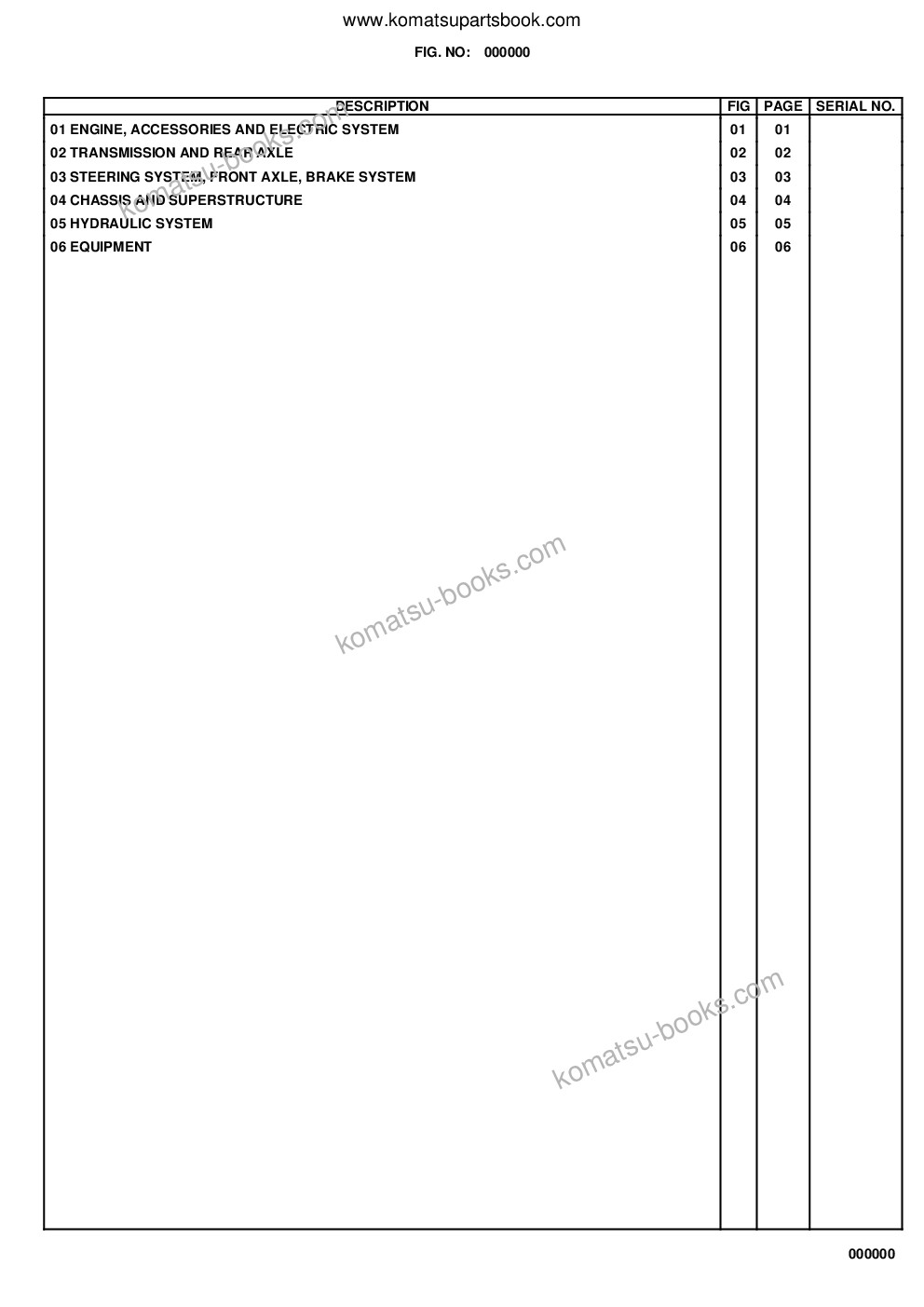 Komatsu 70e s/n 376020001 - up Ersatzteilkatalog Titelseite Seite 2