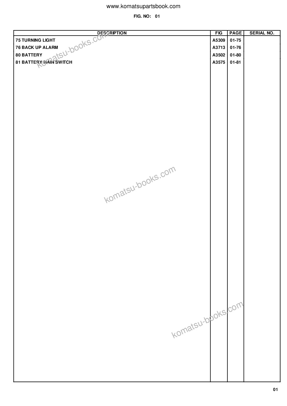 Komatsu 70e s/n 376020001 - up Ersatzteilkatalog Titelseite Seite 5