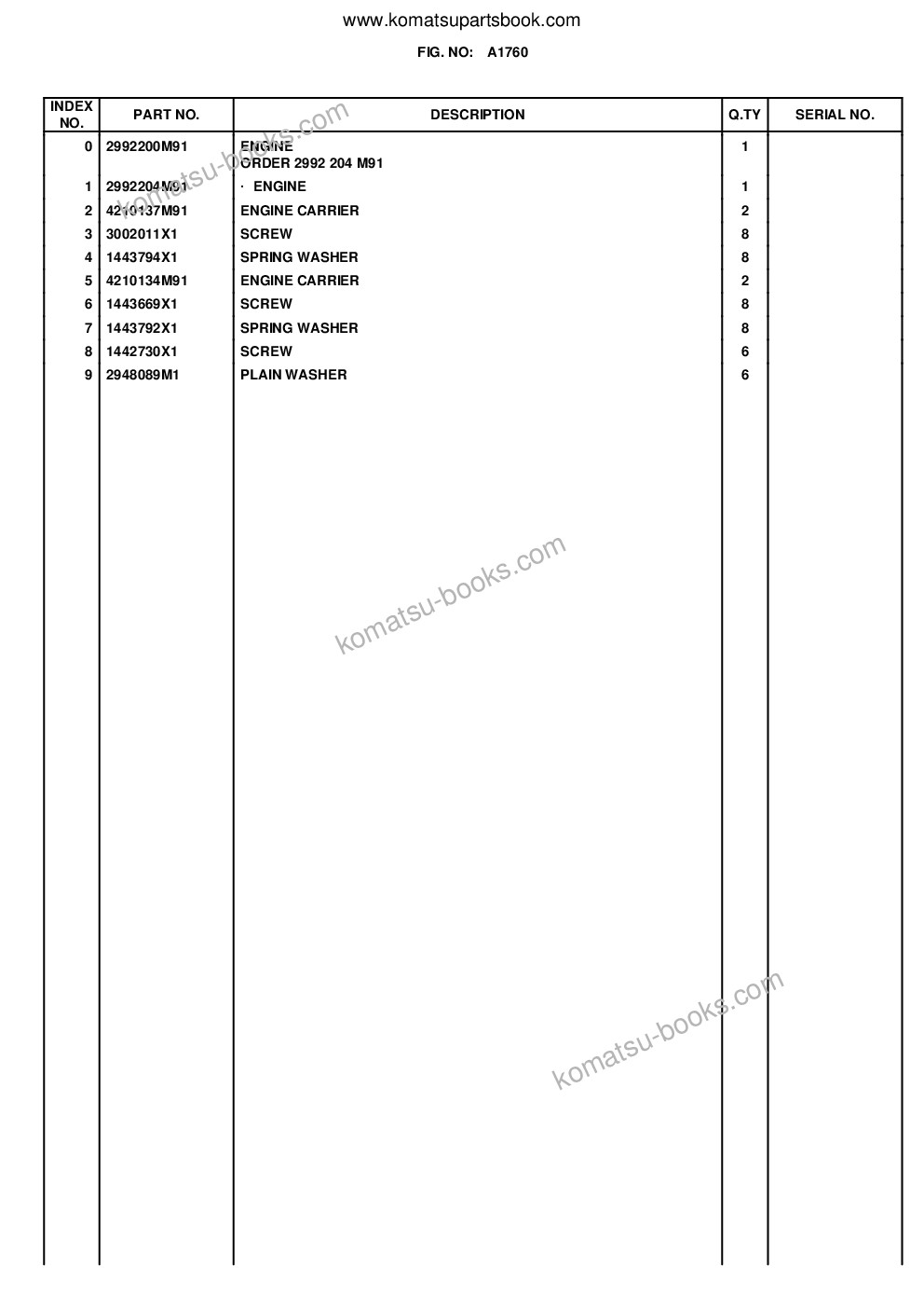 Komatsu 70e s/n 376020001 - up Ersatzteilkatalog Titelseite Seite 9