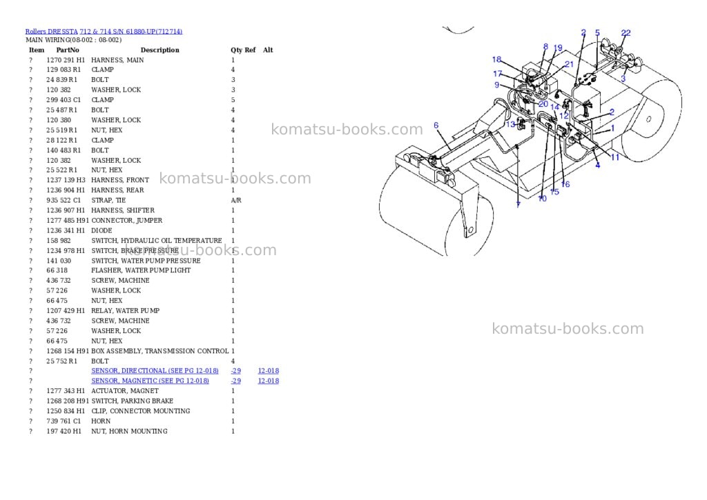 Komatsu 712 & 714 s/n 61880-up Parts catalog cover Page 10 Komatsu 712 & 714 s/n 61880-up Parts catalog cover Page 10