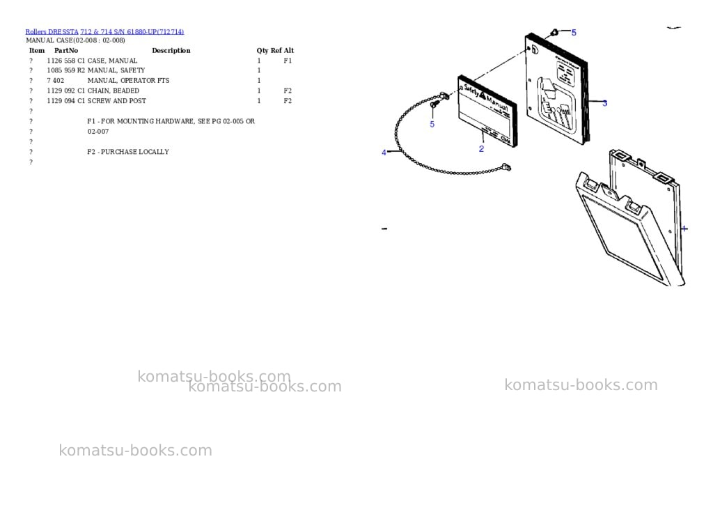 Komatsu 712 & 714 s/n 61880-up Parts catalog cover Page 3 Komatsu 712 & 714 s/n 61880-up Parts catalog cover Page 3
