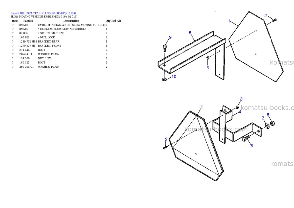 Komatsu 712 & 714 s/n 61880-up Parts catalog cover Page 4 Komatsu 712 & 714 s/n 61880-up Parts catalog cover Page 4