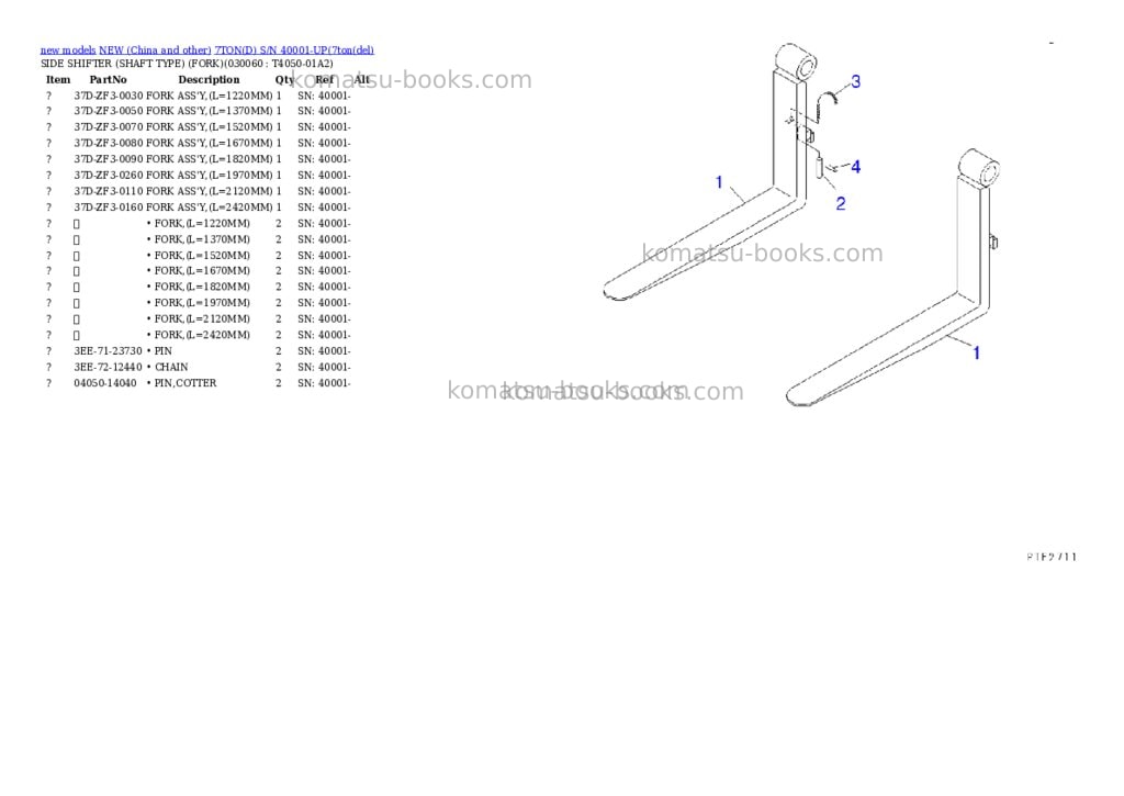 Komatsu 7tond s/n 40001-up Parts catalog cover Page 5 Komatsu 7tond s/n 40001-up Parts catalog cover Page 5