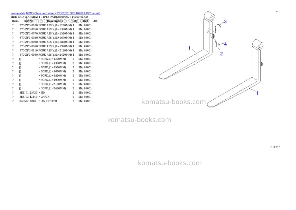 Komatsu 7toned s/n 40001-up Parts catalog cover Page 5