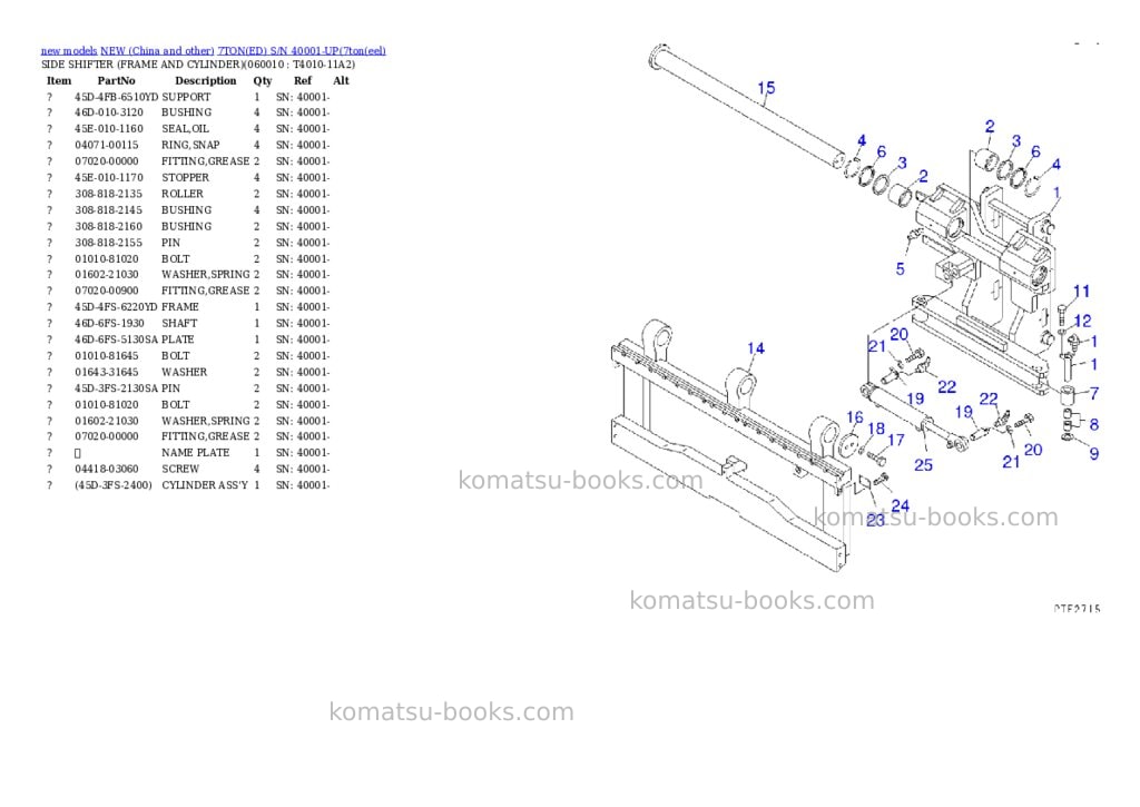 Komatsu 7toned s/n 40001-up Parts catalog cover Page 7