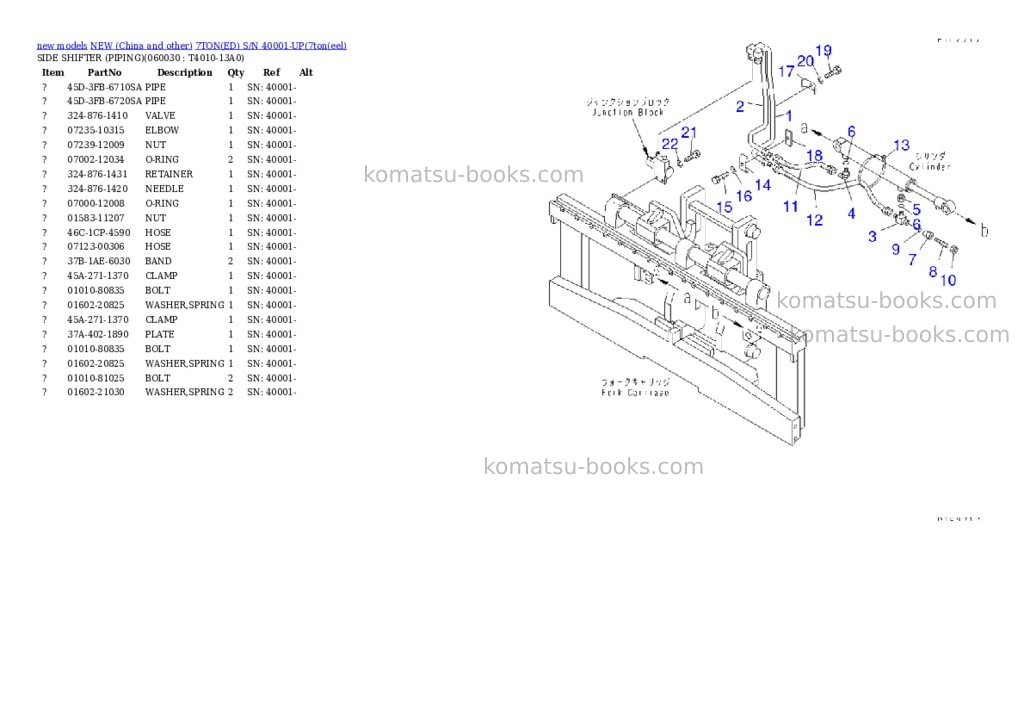 Komatsu 7toned s/n 40001-up Parts catalog cover Page 9