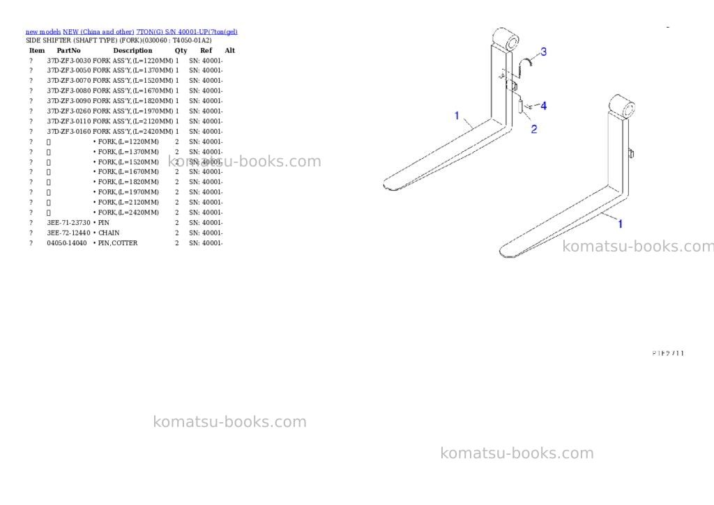 Komatsu 7tong s/n 40001-up Parts catalog cover Page 5 Komatsu 7tong s/n 40001-up Parts catalog cover Page 5